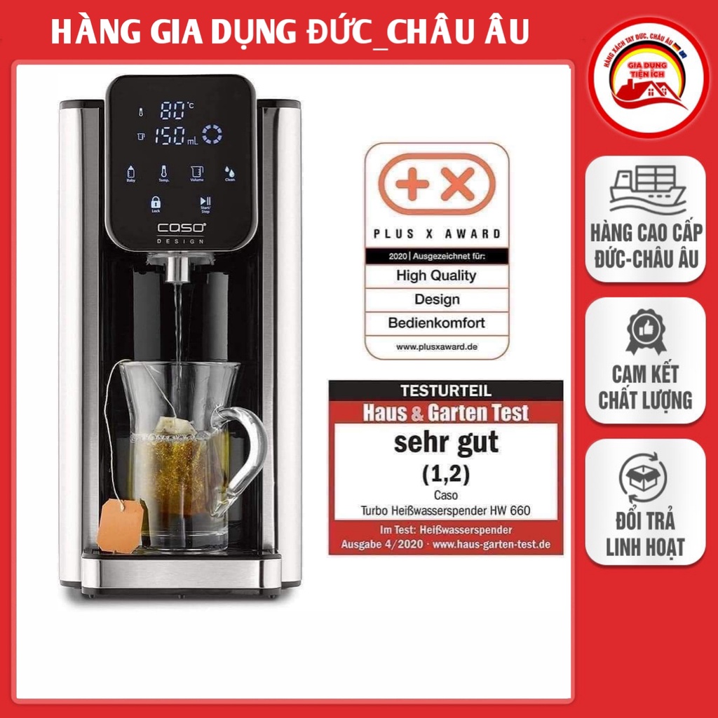 Bình thủy điện CASO HW660 Bình đun nước siêu tốc thế hệ mới với thiết kế thông minh thời gian đun sôi nhanh, nhập từ Đức