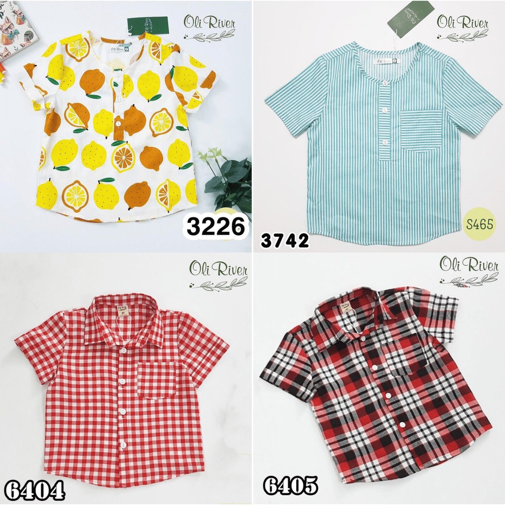 ÁO SƠ MI TAY NGẮN BÉ TRAI NHIỀU MẪU OLIRIVER