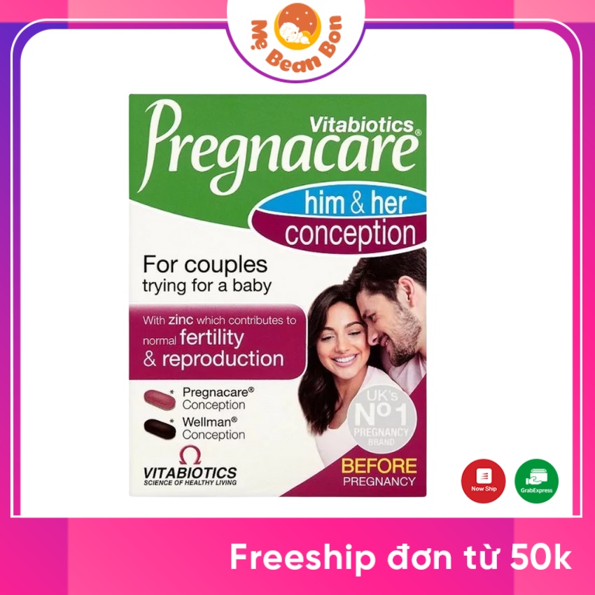 Vitamin tăng khả năng thụ thai cho nam nữ Pregnacare Him and Her Conception 60 viên của Anh Quốc dành cho cả nam và nữ