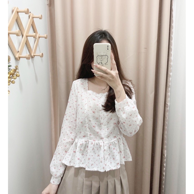 Áo hoa cổ vuông | BigBuy360 - bigbuy360.vn