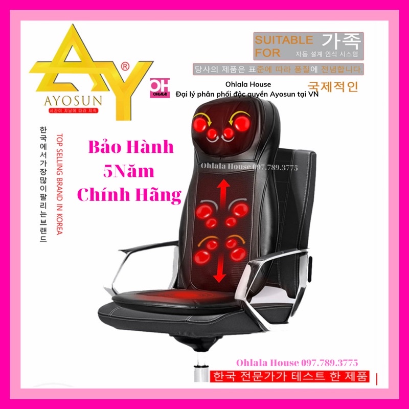 [CHÍNH HÃNG-BH 5 NĂM] Đệm Massage ô tô 𝗔𝗬𝗢𝗦𝗨𝗡 Hàn Quốc