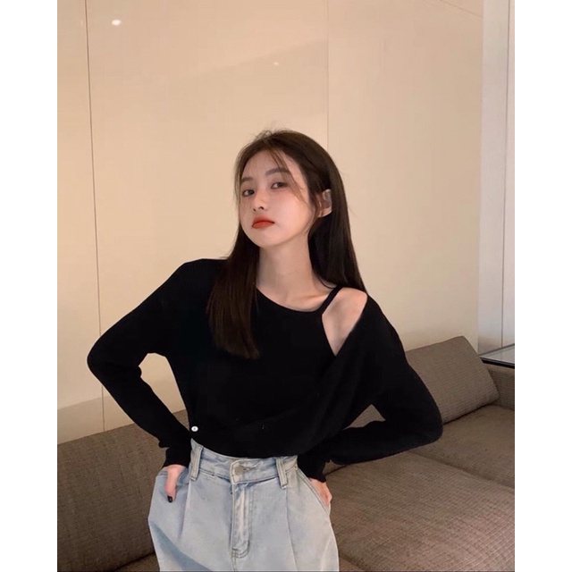 Áo len yếm cúc lệch - JUNclothing