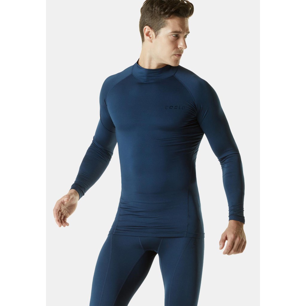 Áo giữ nhiệt nam cổ trụ dài tay TSLA lót nỉ form ôm body mặc cực ấm dành cho anh em chơi thể thao gym workout đá bóng | BigBuy360 - bigbuy360.vn
