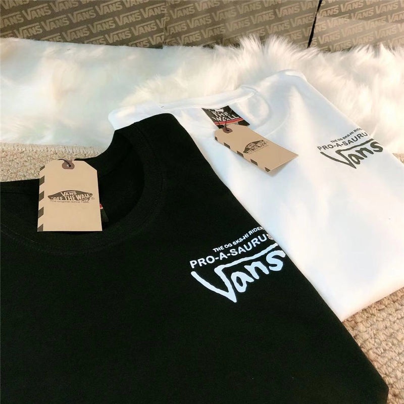 Áo Thun 100% Cotton Tay Ngắn Cổ Tròn Dáng Rộng In Logo VANS OFF Cá Tính Cho Nam Nữ