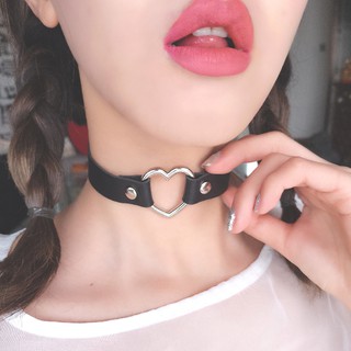 choker harajuku trái tim dây da