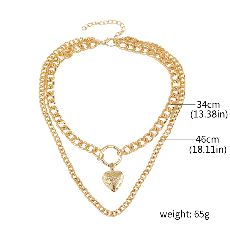 Vòng Cổ Choker Hai Lớp Mặt Trái Tim Phong Cách Hip Hop