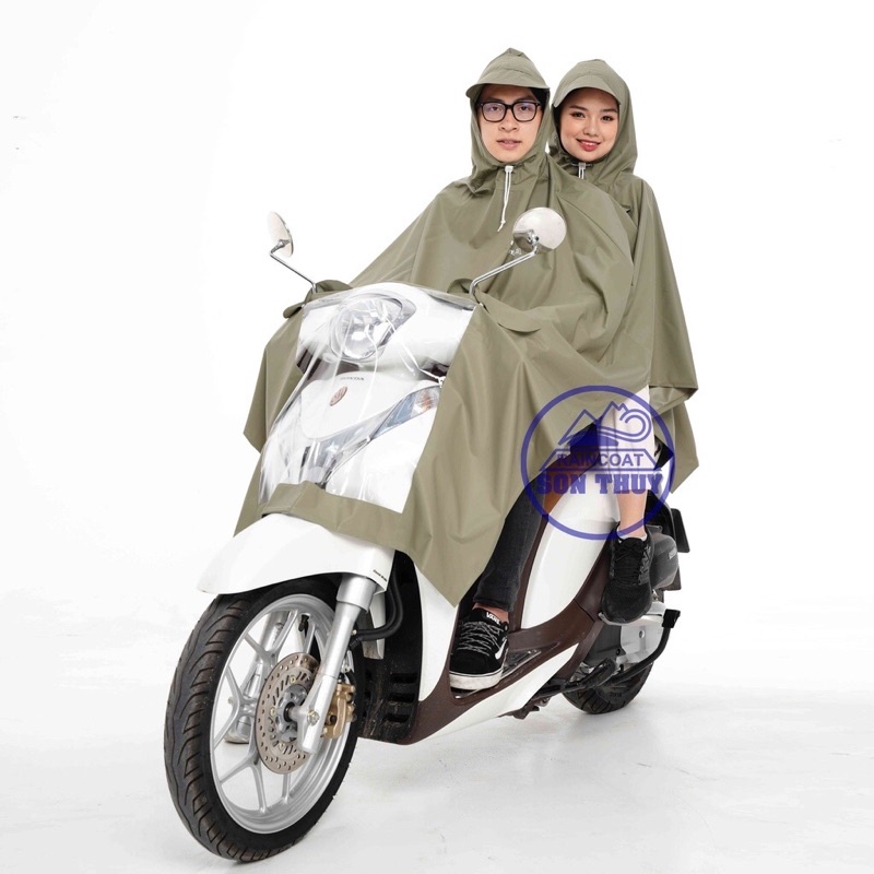 Áo mưa choàng 2 mũ vải nhựa PVC nhập khẩu chính hãng Sơn Thuỷ đa dạng màu nam nữ