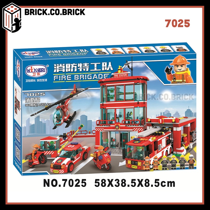 Bộ Lắp Ráp Trạm Cứu Hỏa Linh Động Đồ chơi Xếp hình Fire Rescure Fire-Fighting Truck Winner 7025