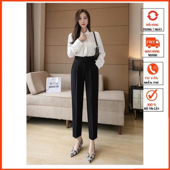 [Mã FAMARAL1 giảm 10K đơn 50K] Quần Baggy Nữ Lưng Cao Hai Khuy m830