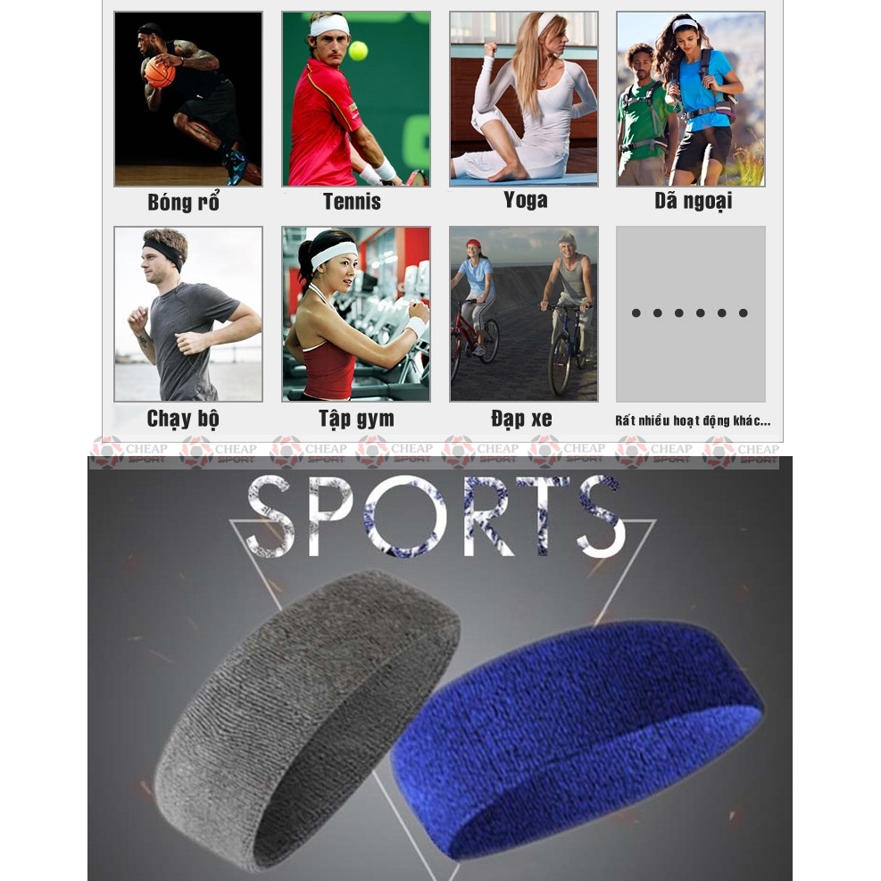 Băng Đô Thể Thao Thấm Mồ Hôi Headband Băng Trán  Dùng Cho Chạy Bộ, Bóng Rổ, Bóng Chuyền, Bóng Đá, Tennis, Cầu Lông, Gym