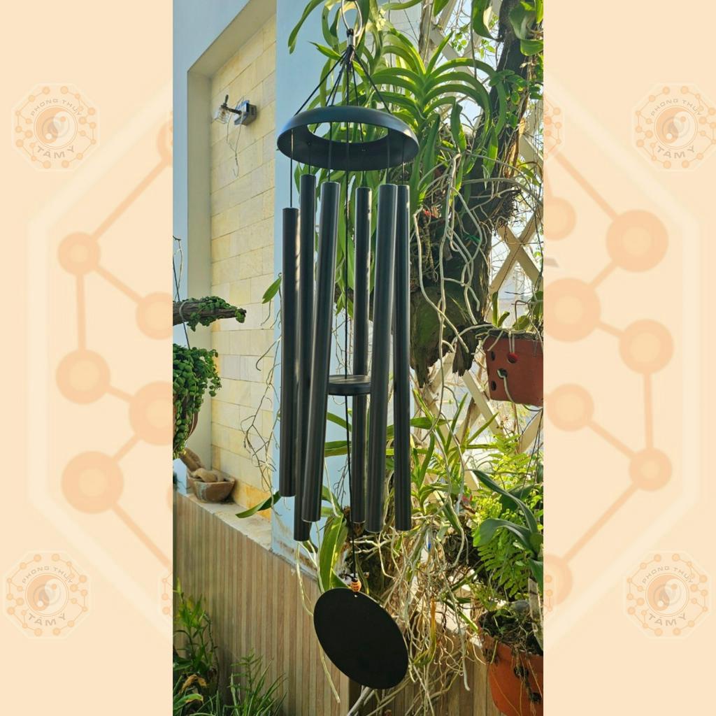 Chuông Gió Phong Thuỷ Nhạc Thiền Phong Linh Màu Đen - 100cm