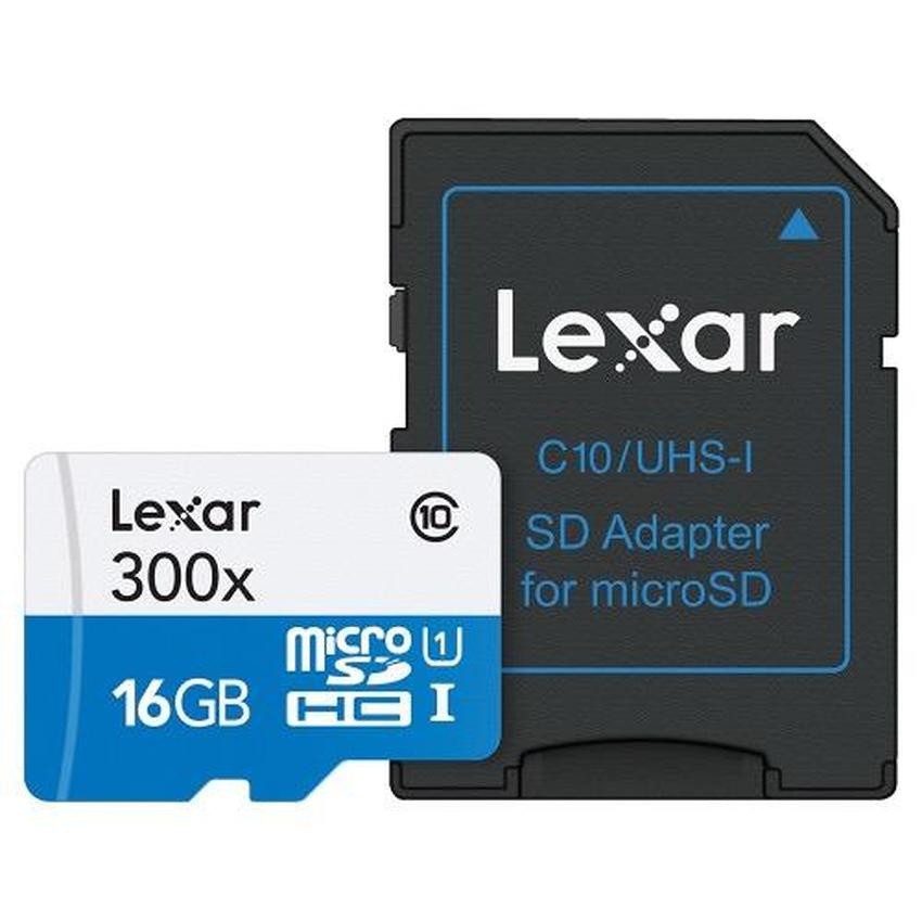 Thẻ nhớ Lexar microSDHC 300x 16GB UHS-I/U1 kèm SD Ada