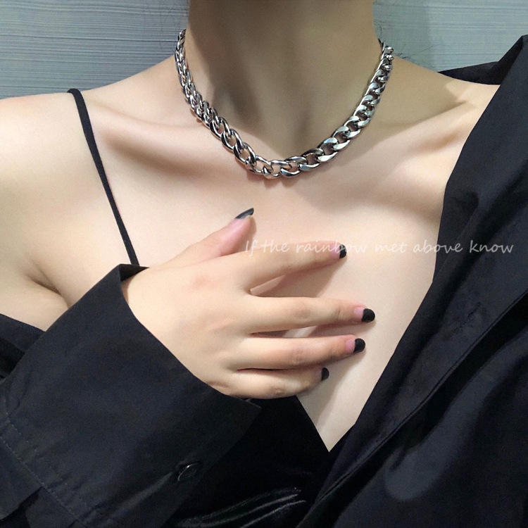 Vòng cổ dây xích bằng thép titan thiết kế đơn giản kiểu hiphop cá tính 191135