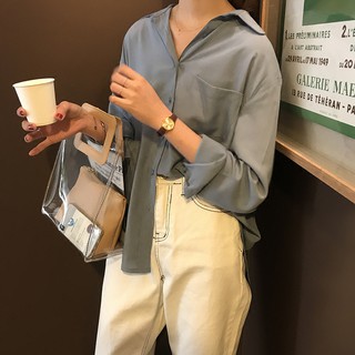 Áo sơ mi lụa dáng suông MA15