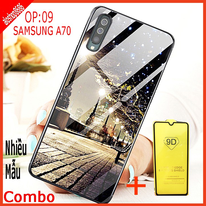 COMBO ốp lưng KÍNH 3D SAMSUNG A70 SANG TRỌNG, TRẺ TRUNG (TẶNG KÈM 1 kính cường lực FULL màn hình ) EDUCASESHOP