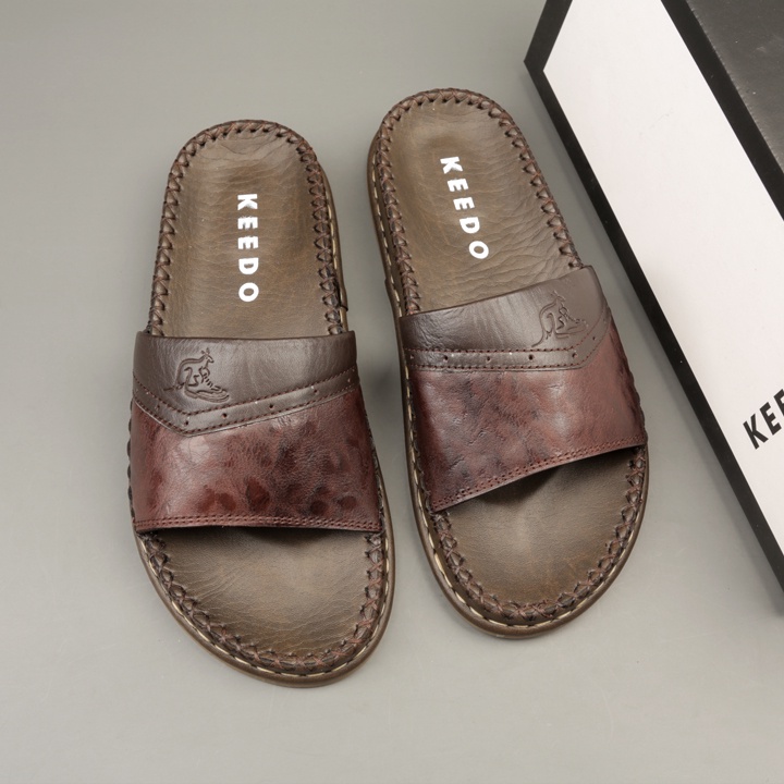 Dép đế may sẵn da bò quai ngang cao cấp KEEDO TL-708