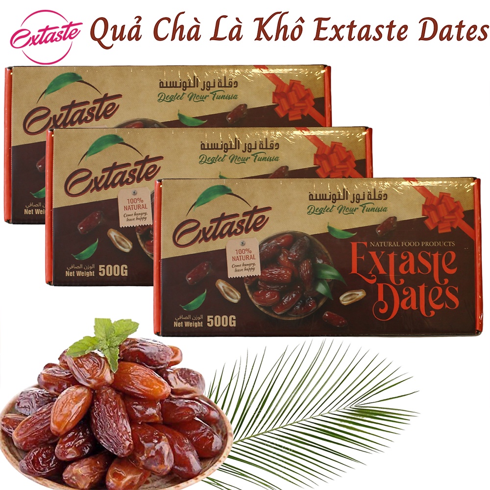 Chà là sấy khô Extaste Dates Deglet Nour Tunisia mềm, dẻo thơm ngon 500g/ Hộp