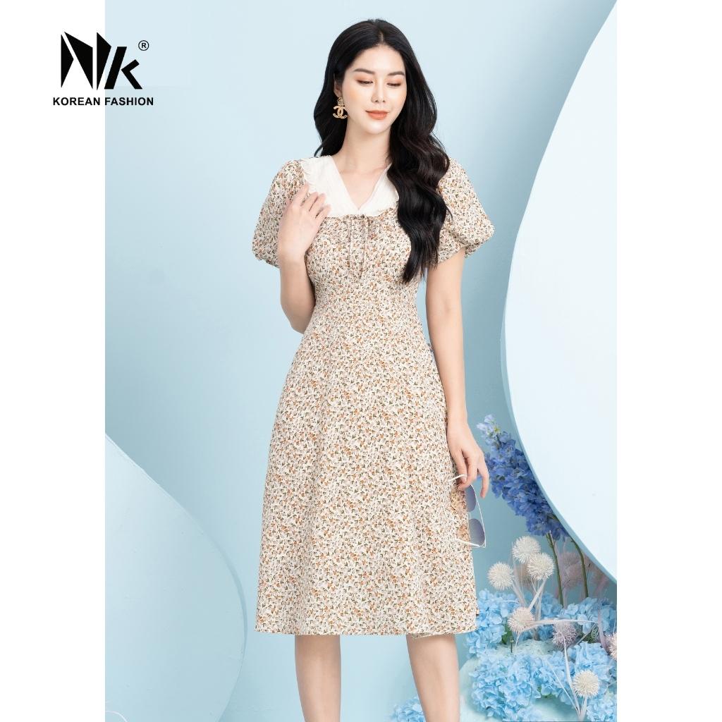 Đầm Xòe Tay Bồng NK Fashion Chất Liệu Vải Nhập Cao Cấp, Thiết Kế Nhẹ Nhàng Nữ Tính NKFDV2204001