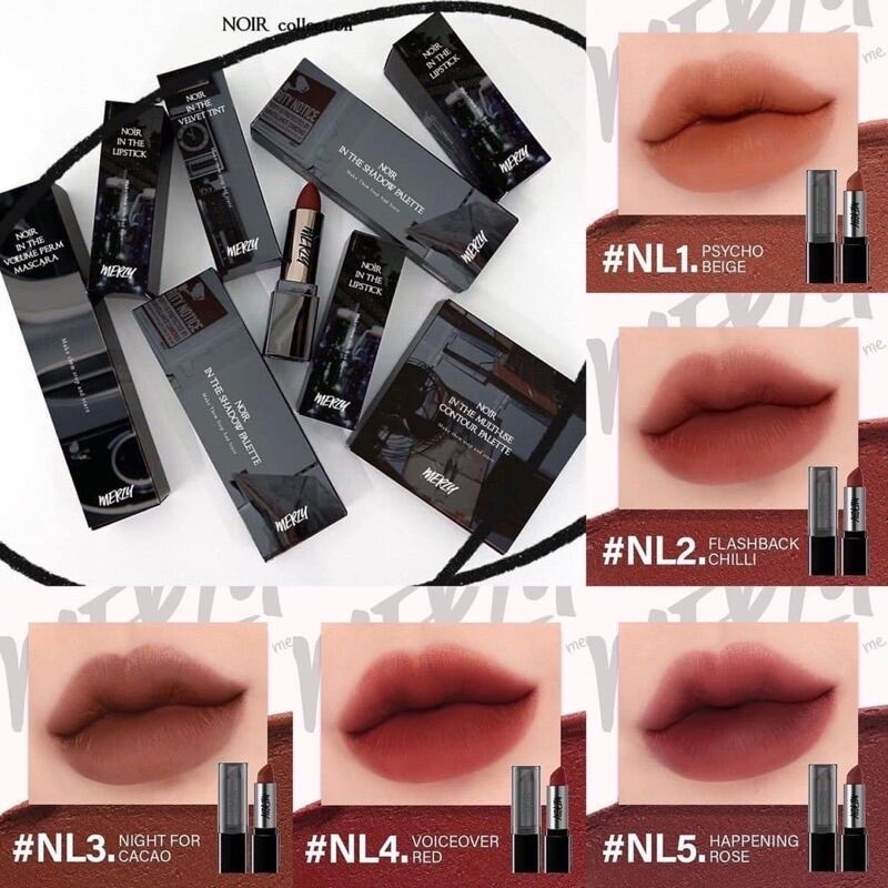 Son Thỏi Lì, Lên Màu Chuẩn, Mịn Mượt Nhẹ Môi Merzy Noir In The Lipstick VỎ ĐEN