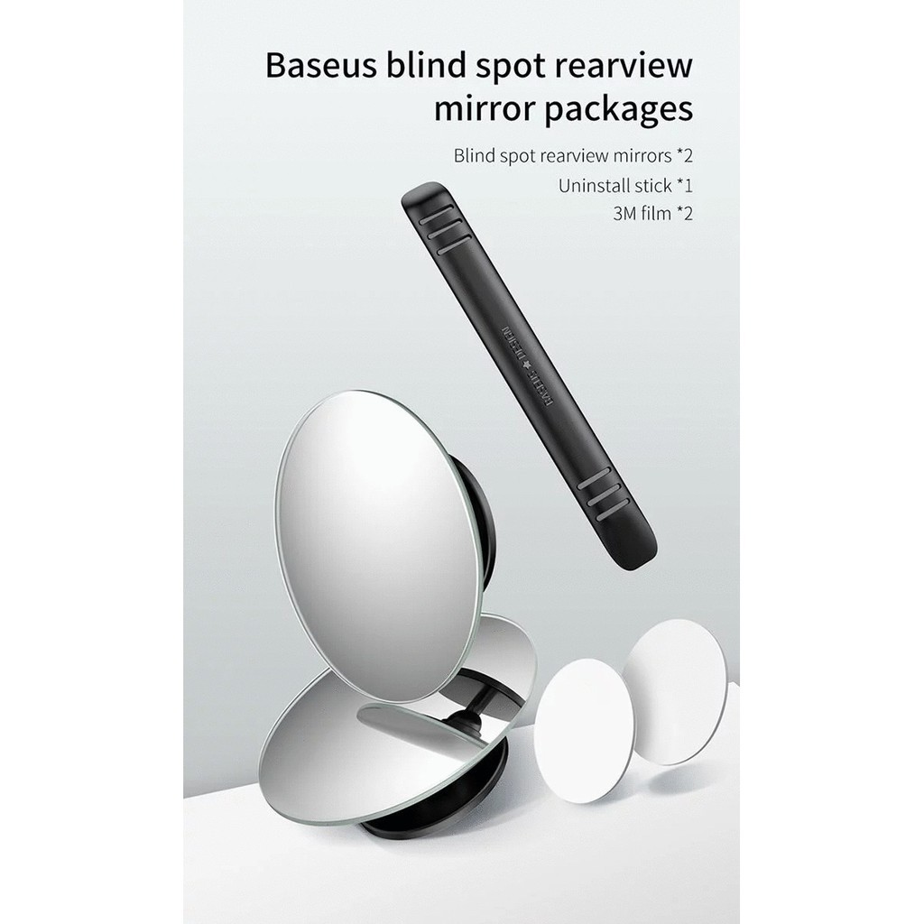 Bộ Gương Cầu Lồi Ô Tô💎CAO CẤP💎Bộ Gương Baseus Full Vision Blind Spot Mirrors Mở Rộng Góc Nhìn, Chống Điểm Mù Cho Ô Tô