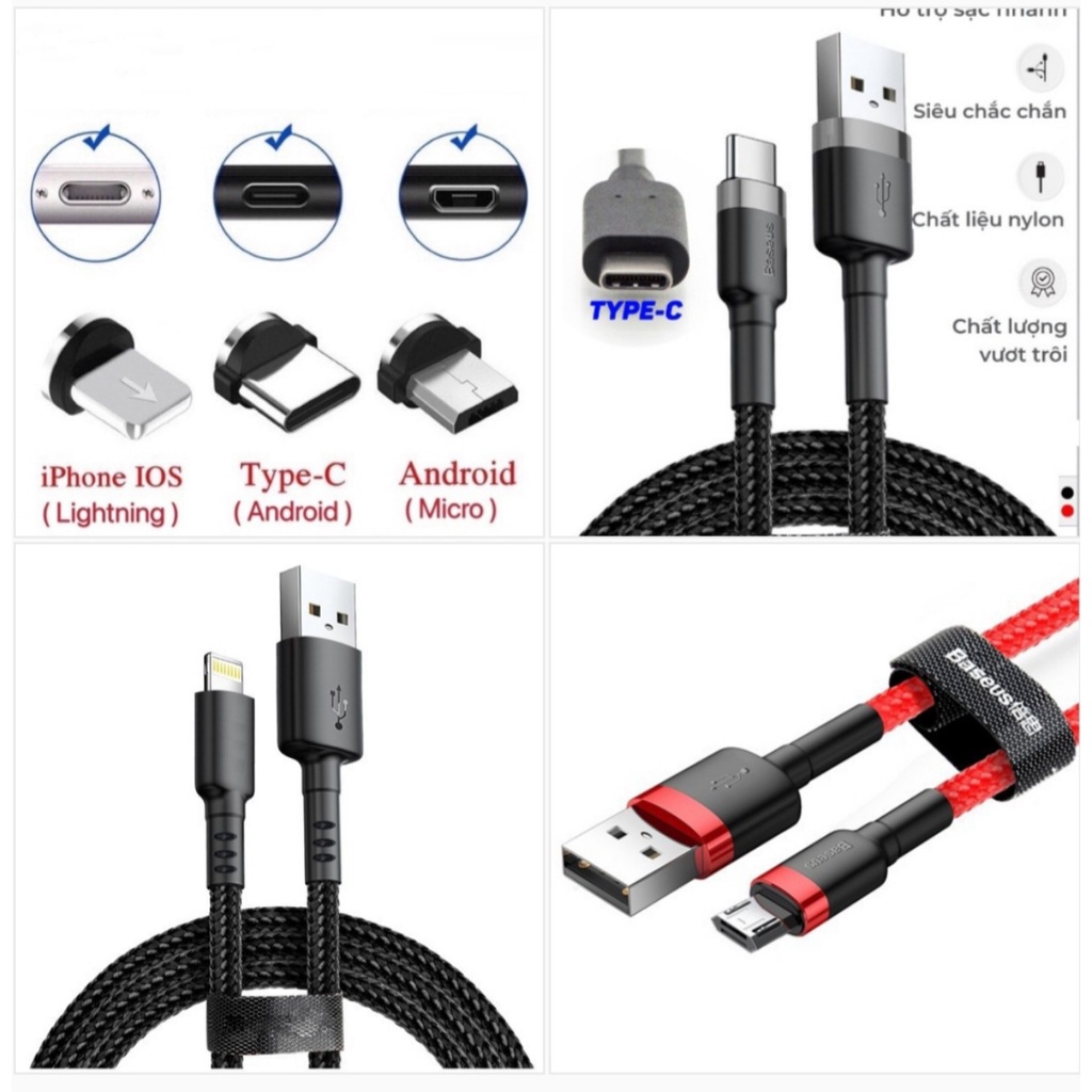 Dây cáp sạc nhanh Type c cho Samsung Huawei Xiaomi ,M30, P40, Oppo Vivo