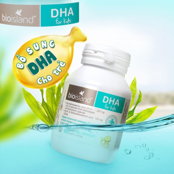 Viên uống bổ sung DHA cho bé Bioisland dha for kids 60 viên giúp phát triển trí não toàn diện của Úc
