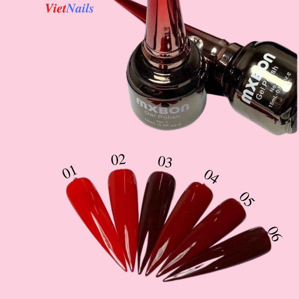 Sơn Gel MxBon Tone Màu Đỏ Sang Trọng Dung Tích 15ml