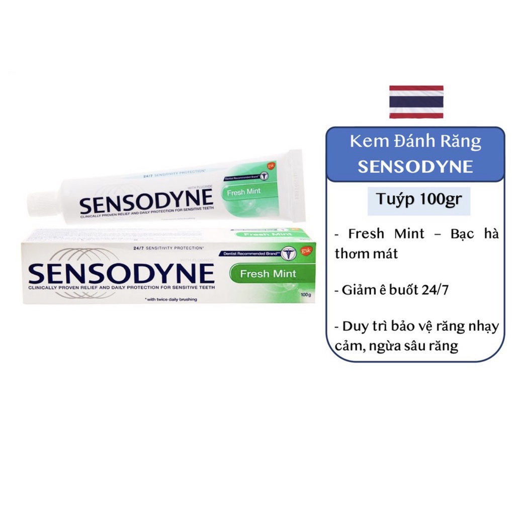 Kem Đánh Răng Sensodyne Whitening Thái Lan Trắng Răng Tự Nhiên Giúp Giảm Ê Buốt 100g