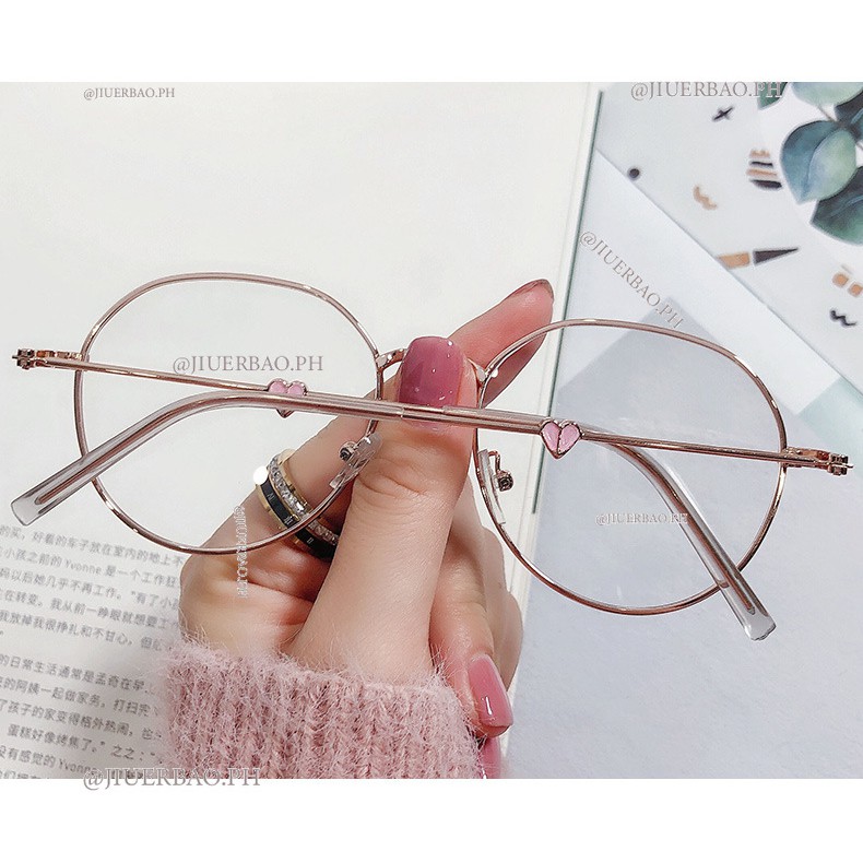 Mắt Kính Gọng Tròn Phong Cách Hàn Quốc Với Lớp 00°-400° Kính Cận Thị Gọng Kim Loại Thiết Kế Hình Trái Tim