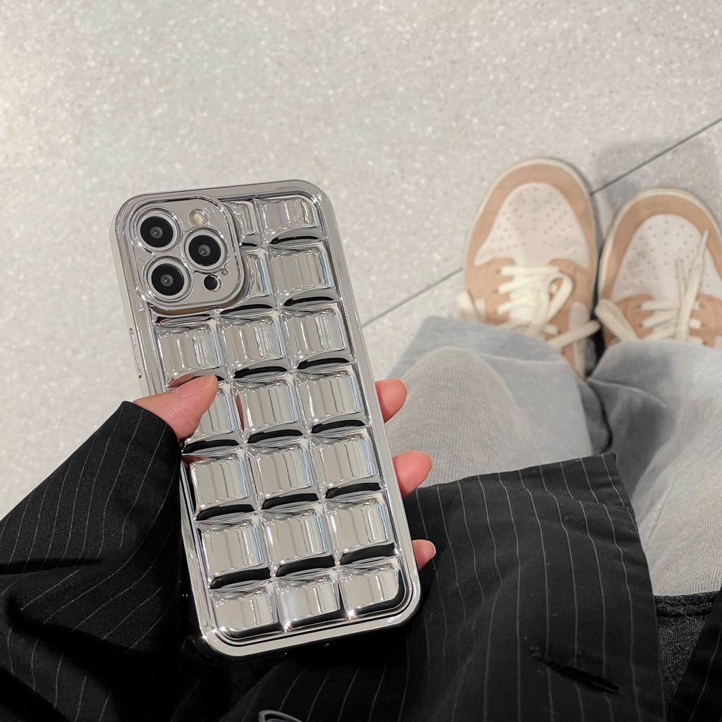 Thời Trang Ốp Điện Thoại Hình Vuông Mạ Điện 3d Kèm Dây Đeo Cho iphone 15promax 15pro 15 14promax 14 13 pro max 12 pro max 11 pro max xs max xr x