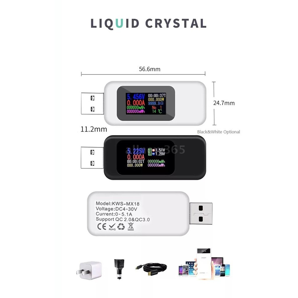 USB kiểm tra dòng điện KWS-MX18 10 trong 1 tiện lợi