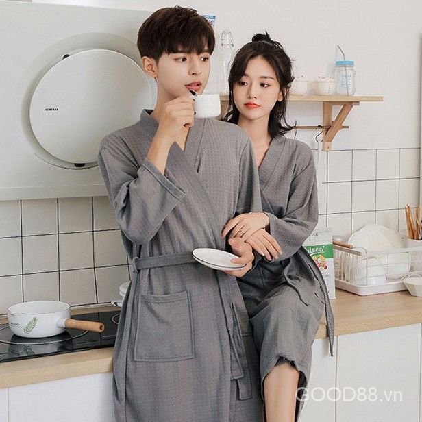 Spring And Autumn New Thin Loose Nightgown Waffle For Men And Women Bathrobe Hotel Bathrobe Bathrobe Couple Sets | BigBuy360 - bigbuy360.vn