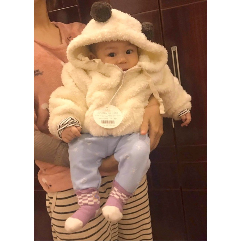 Áo khoác lông mũ quả bông cho bé trai/gái