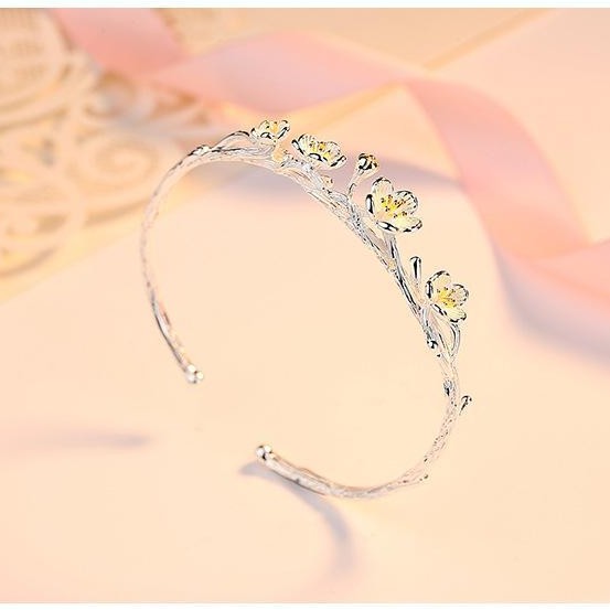 925 vòng tay bạc nữ vòng tay hoa vàng trang sức thời trang