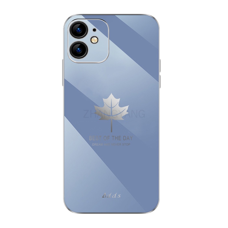 Ốp Điện Thoại Silicon TPU Mạ Điện Họa Tiết Lá Phong Kèm Dây Đeo Cho iPhone 11 iPhone 11 pro iPhone 11 pro max