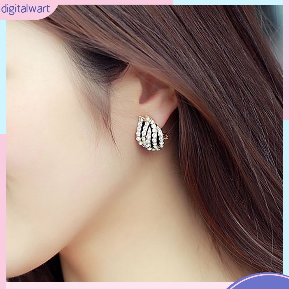 Đôi khuyên tai hình hoa tulip đính đá kiểu dáng thời trang cho nữ