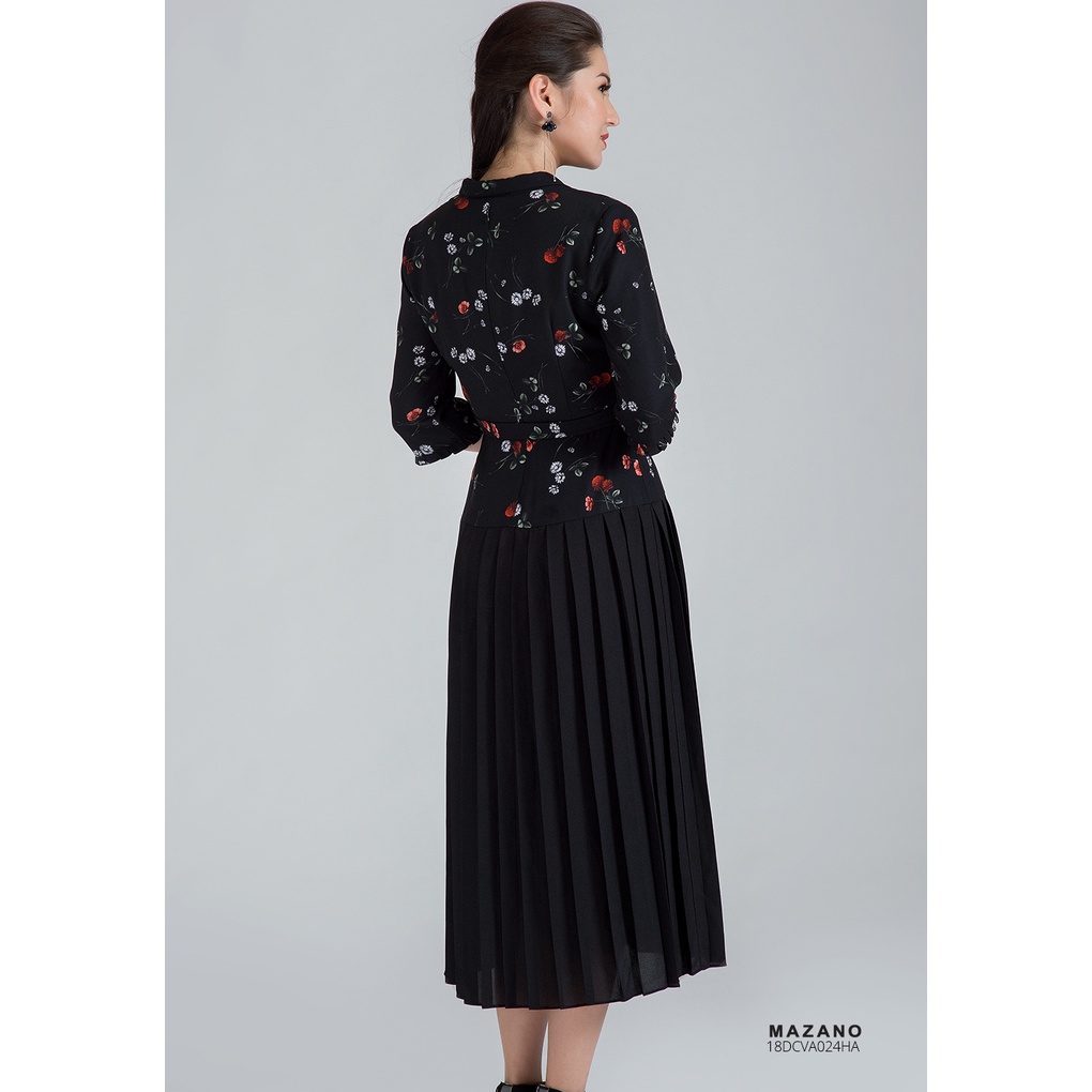 Váy họa tiết phối peplum dập nhăn MAZANO MS 18DCVA024HA chất liệu vải Hàn cao cấp thích hợp mặc đi làm đi chơi