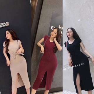 Đầm Thun Maxi Xoắn Eo thái lan