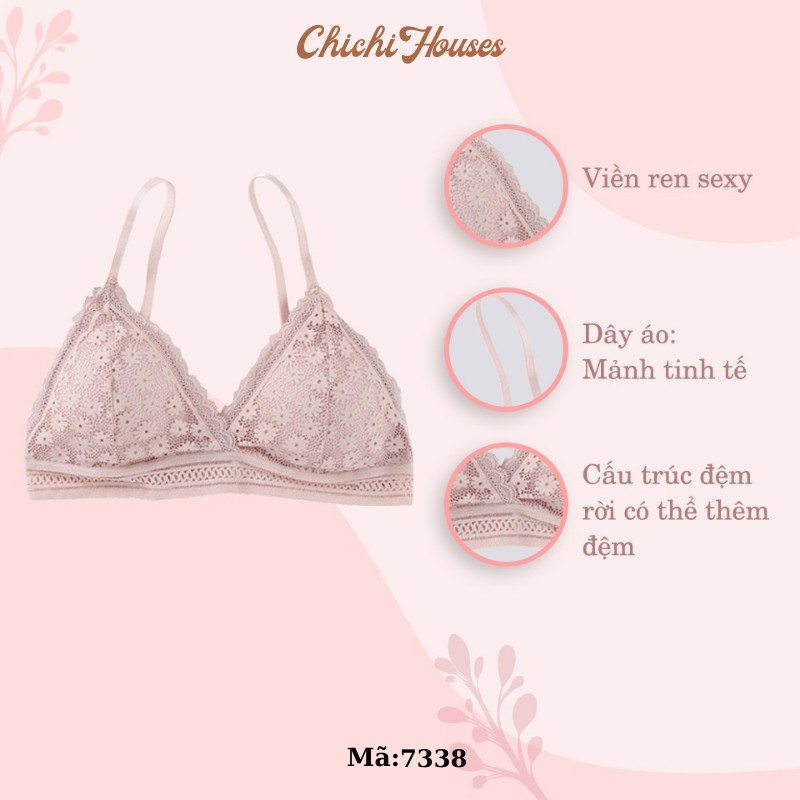 Áo Bra Ren Hoa Nhí Mút Mỏng Cài Sau, Áo Lót Nữ Thoáng Mát Dễ Thương - 7338