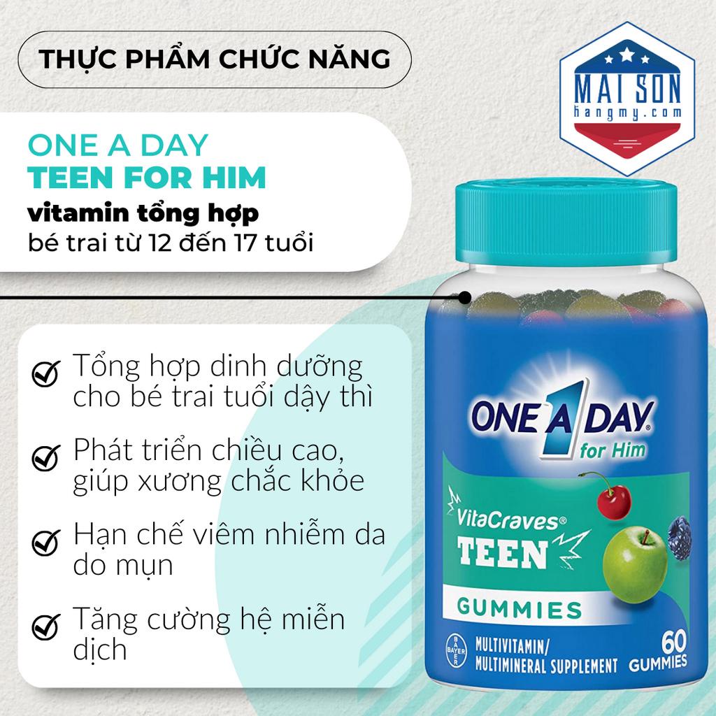KẸO NHAI VITAMIN TỔNG HỢP CHO BÉ TEEN ONE A DAY TỪ 12-17 TUỔI  - Hàng Nhập USA Chính Hãng