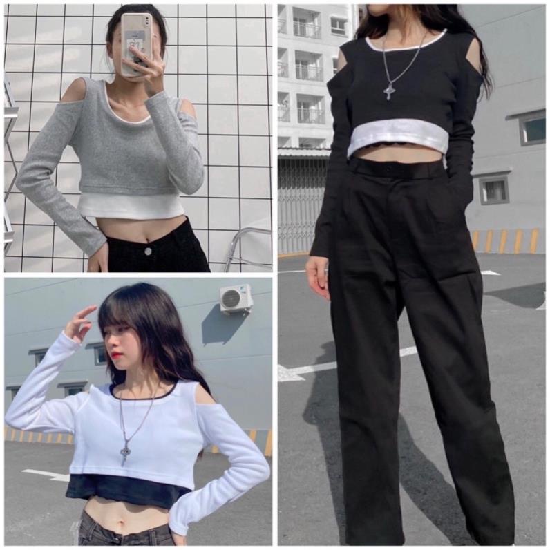 Áo TRỄ VAI Nữ TAY DÀI Rubystore Áo Kiểu Nữ Dài Tay Chất Len Tăm Dày Dặn Mềm Mịn ADT02 Moonstore