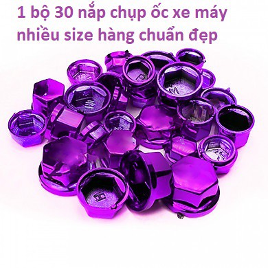 Bộ 30 Nắp chụp ốc xe gắn máy màu tím