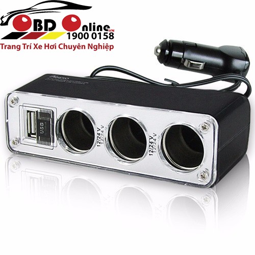 Bộ chia tẩu trên xe ô tô 3 DC | 1 USB | 40k/1 bộ