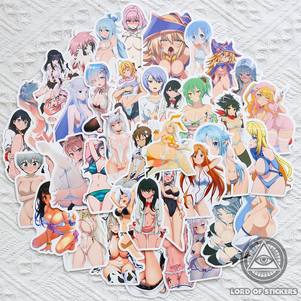 Set 50 Hình Dán Anime Waifu Sticker Sexy Hentai Ecchi Manga Chống Thấm Nước Trang Trí Mũ Bảo Hiểm, Laptop, Ván Trượt, Sổ