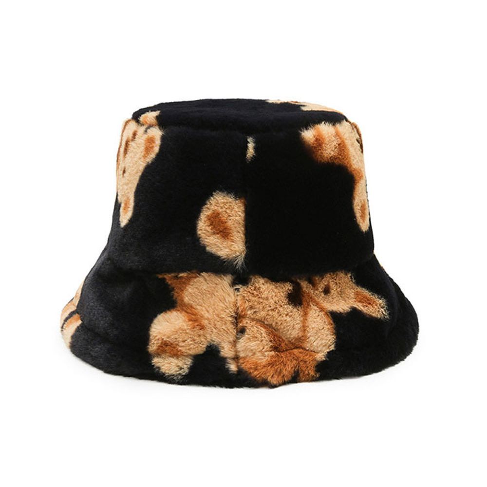 Mũ bucket lông cừu giữ ấm mùa thu đông hình gấu dễ thương cho nam nữ MIHAN1