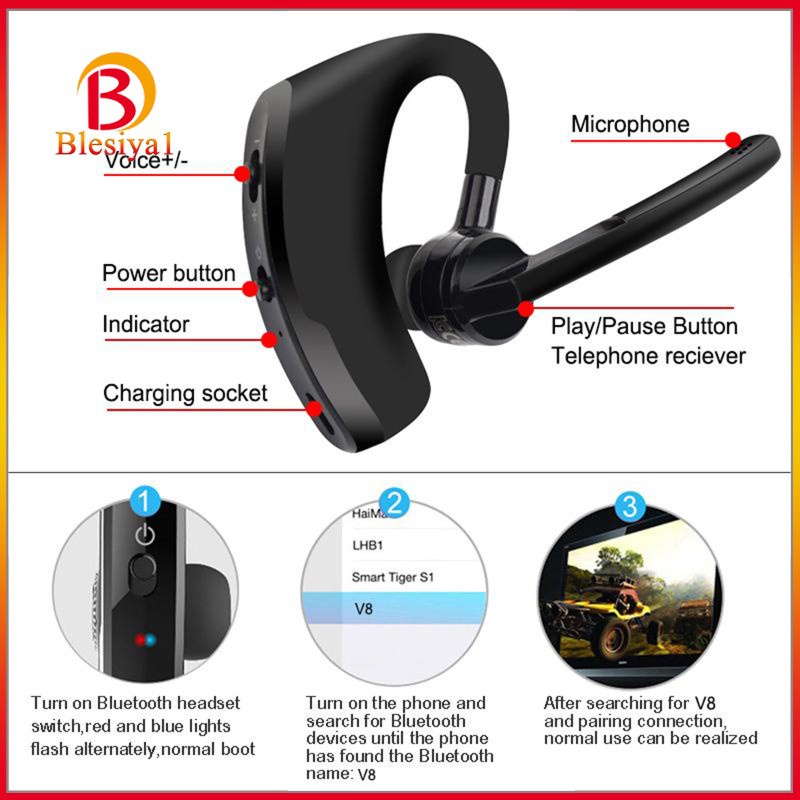 [BLESIYA1] Bluetooth Headset CVC6.0 Noise Cancelling with Microphone for Cell Phone