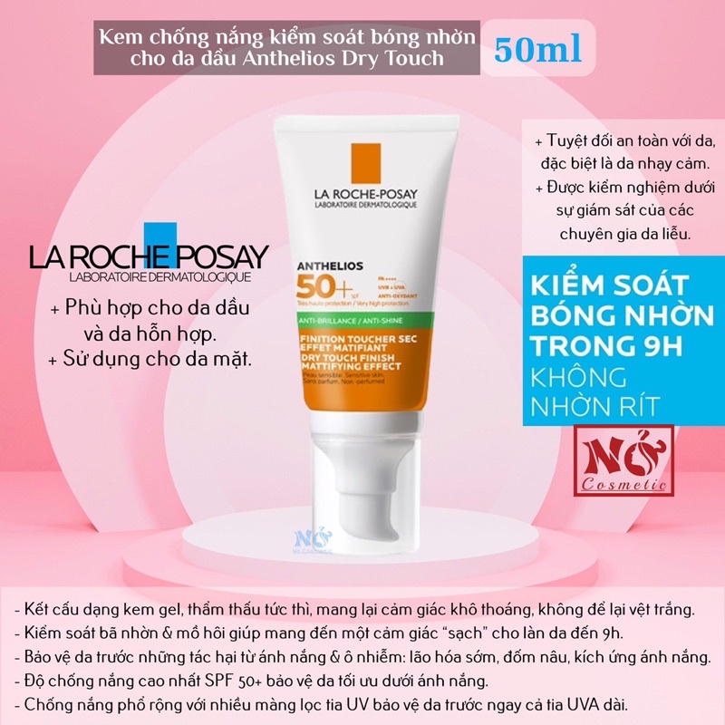 Kem chống nắng La Roche-Posay Anthelios XL Dry Touch giúp kiểm soát bóng nhờn & bảo vệ da trước tia UVB UVA SPF 50+