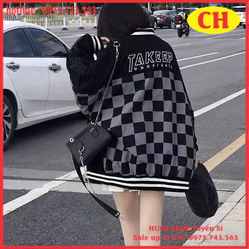 Áo Khoác Bomber TaKeep Karo Chất Nỉ Ngoại- Áo Cadigan thu đông nam nữ form thụng tay bồng unisex freesize giá rẻ Bigsize | BigBuy360 - bigbuy360.vn