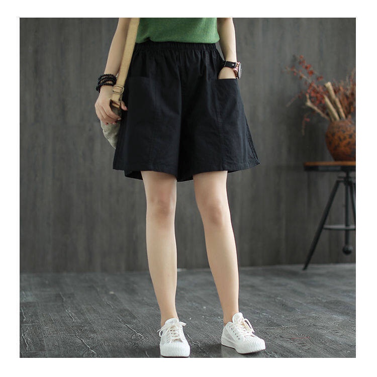 Quần Short cotton Ống Rộng Lưng Cao Thời Trang Mùa Hè Mới Cho Nữ
