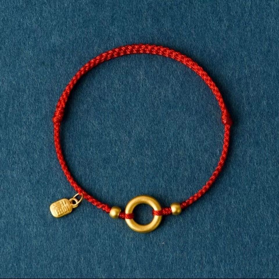 Lắc chân. Nafu Vòng Đeo Tay / Lắc Chân Bện Dây Đỏ Thương Hiệu Xiaofu Cổ Điển Sinh Nhật Năm Dành Cho Bạn Nữ